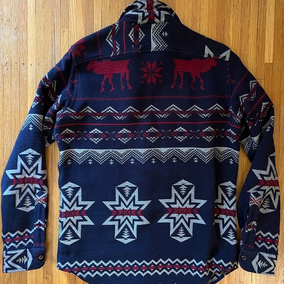 Vintage Men's Polo by Ralph Lauren Aztec Flannel Shirt Sz Small Reindeer Holiday - Picture 2 of 5